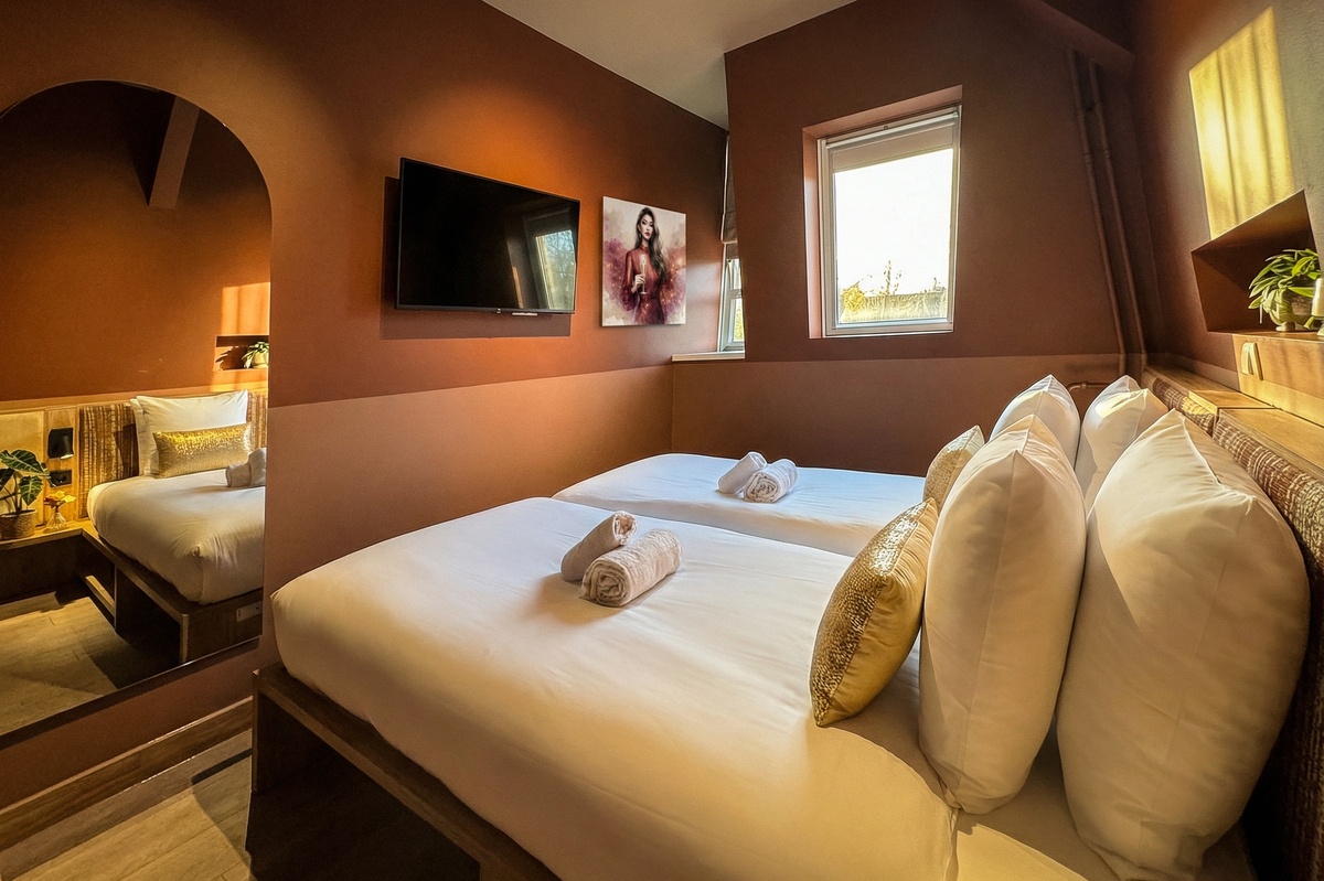 Twin room bed and art 